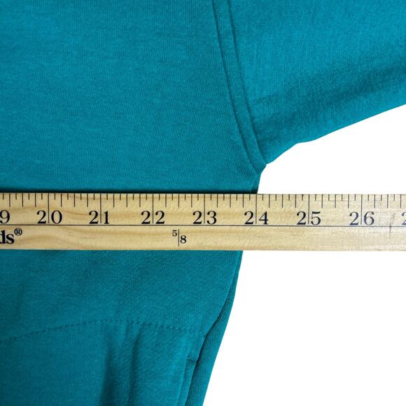 Vintage Nordstrom Lingerie Teal Mock Neck Sweatshirt L | Embroidered Crest Korea - Picture 12 of 13